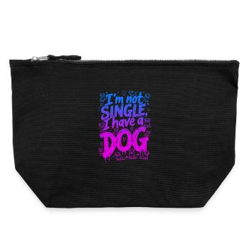 JE NE SUIS PAS CÉLIBATAIRE, J’AI UN CHIEN - Pochette zippée en toile 22 x 23 cm - noir - Devant