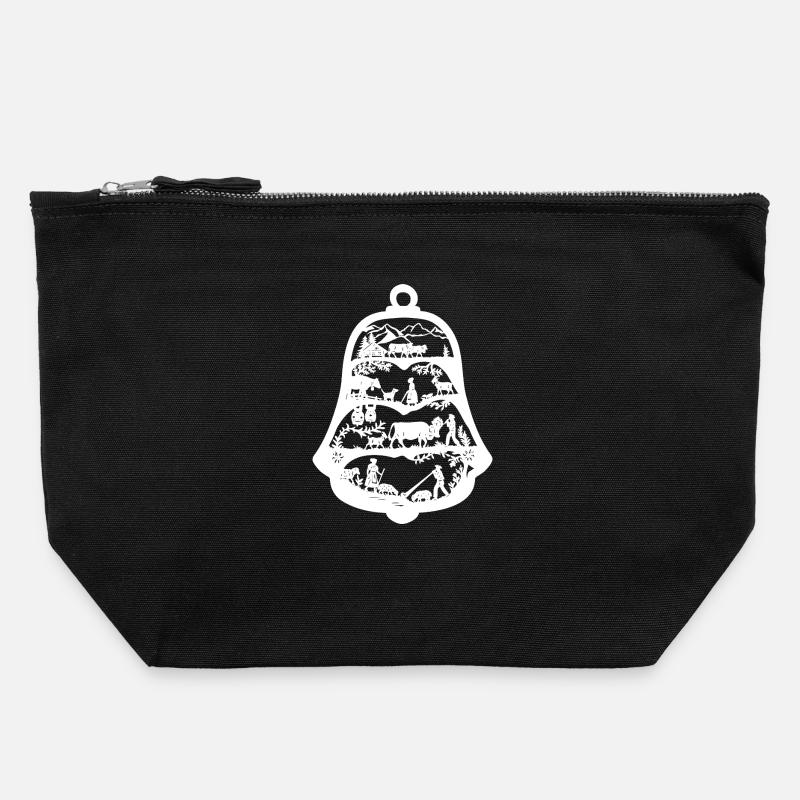 Alpenglocke_white - Canvas Zip Pouch 22 x 23 cm - black