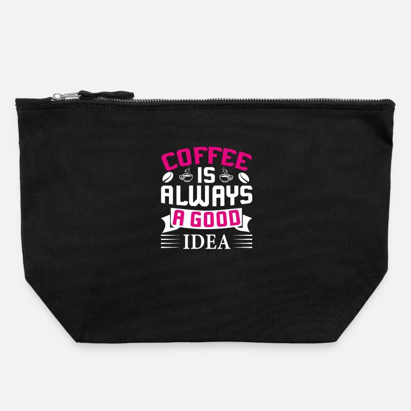Coffee always a good idea - Canvas Zip Pouch 22 x 23 cm - black