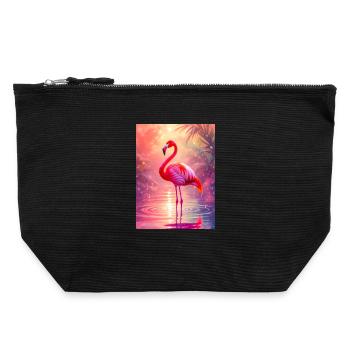 Flamingo – Geist der Anmut und Farbe - Canvas Reißverschluss-Täschchen (22 x 23 cm) - Schwarz - Vorne