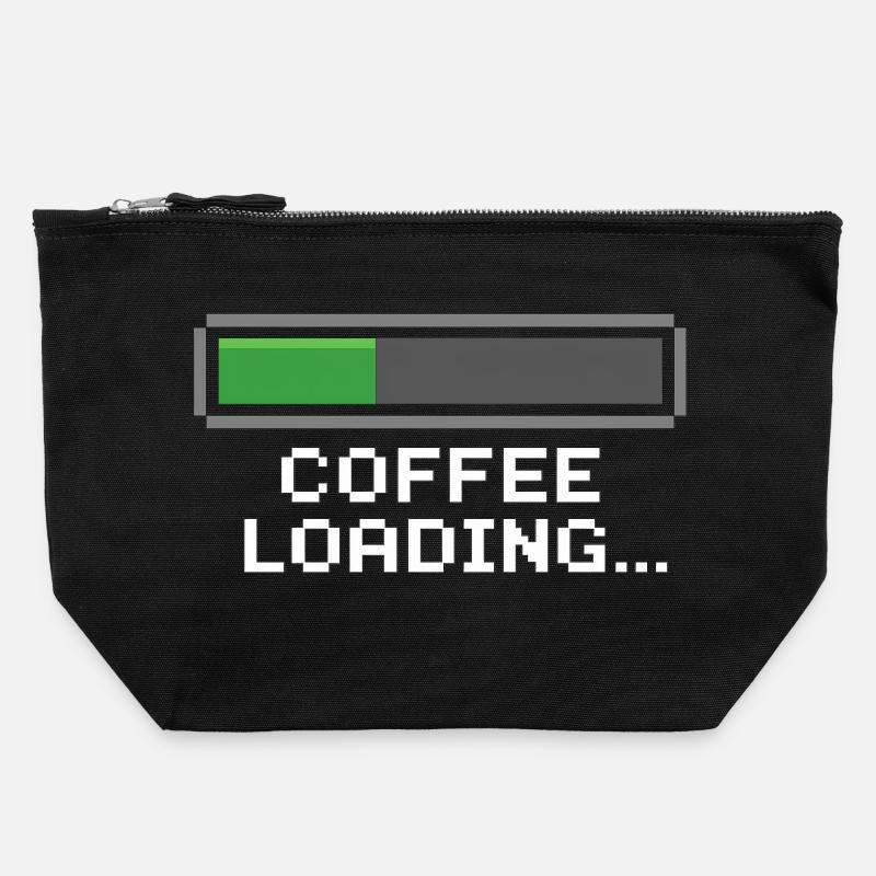 Coffee Loading Bar Pixel - Canvas Zip Pouch 22 x 23 cm - black