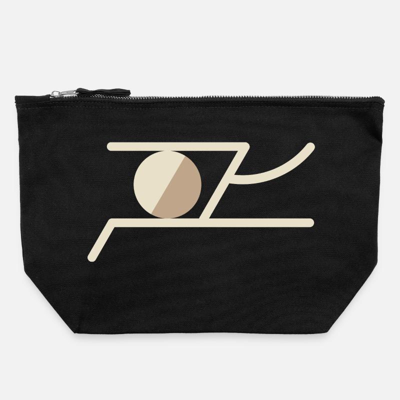 Abstract Symbol in Warm Earth Tones – Geometric - Canvas Zip Pouch 22 x 23 cm - black