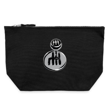Gear shift - sport automobile - Pochette zippée en toile 22 x 23 cm - noir - Devant