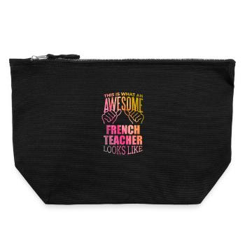 Français - Pochette zippée en toile 22 x 23 cm - noir - Devant