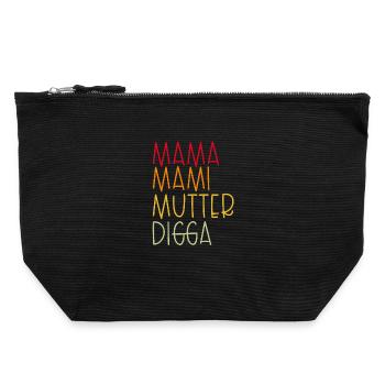 Mama Mami  Mutter Digga - Canvas Reißverschluss-Täschchen (22 x 23 cm) - Schwarz - Vorne