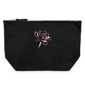 Fleur, rose - Pochette zippée en toile 22 x 23 cm - noir - Devant