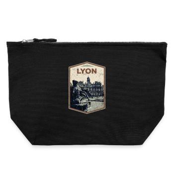 Lyon France is my hometown - Canvas Zip Pouch 22 x 23 cm - black - Front