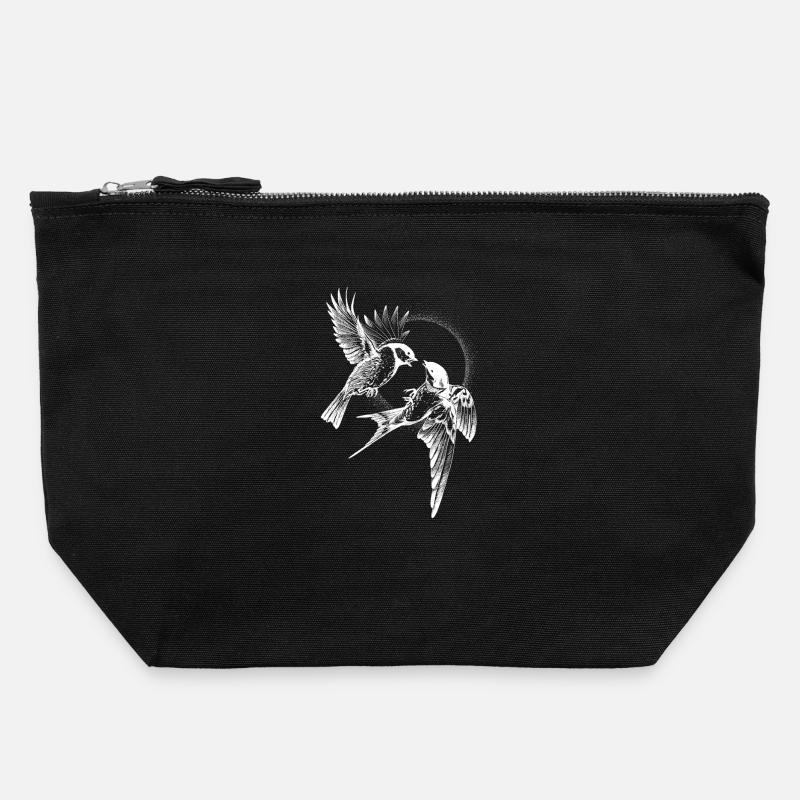 Inversion de combat d’oiseaux - Pochette zippée en toile 22 x 23 cm - noir