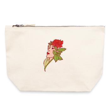 La jeune femme et la rose - Pochette zippée en toile 22 x 23 cm - blanc naturel - Devant