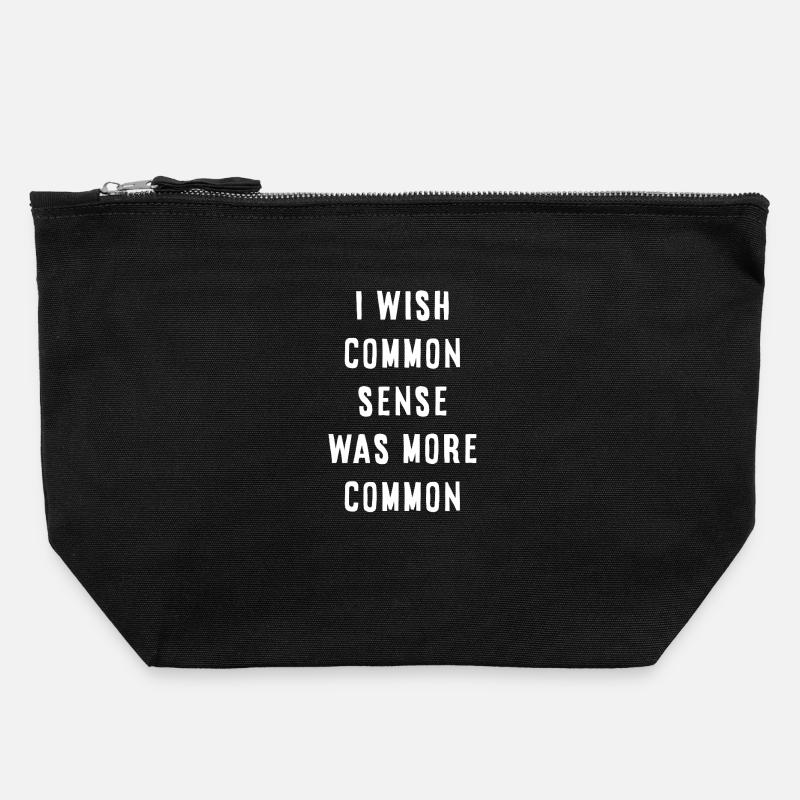 Common Sense Is Missing – Sarcastic Saying - Canvas Zip Pouch 22 x 23 cm - black