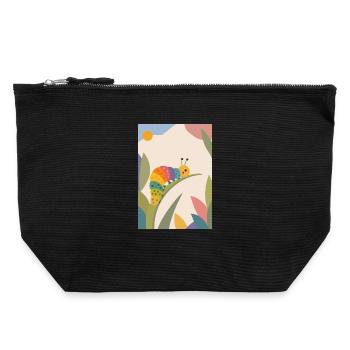 Bunte Raupe auf Blatt – Niedliches Tiermotiv - Canvas Reißverschluss-Täschchen (22 x 23 cm) - Schwarz - Vorne
