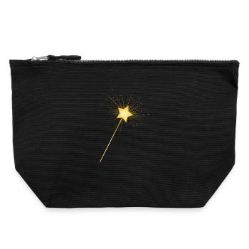 baguette magique étoile dorée pour les fées à conjurer - Pochette zippée en toile 22 x 23 cm - noir - Devant