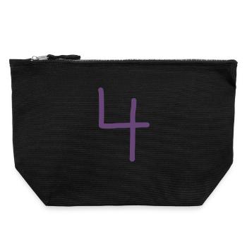 4 Numéro quatre numéro violet anniversaire - Pochette zippée en toile 22 x 23 cm - noir - Devant