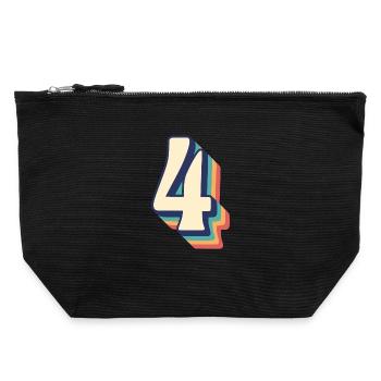 T-Shirt rétro vintage numéro quatre 4 Vier Quattro - Pochette zippée en toile 22 x 23 cm - noir - Devant