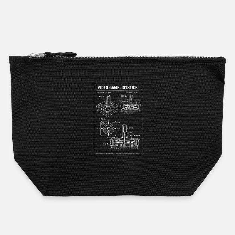 Retro-Joystick-Bauplan - Canvas Reißverschluss-Täschchen (22 x 23 cm) - Schwarz