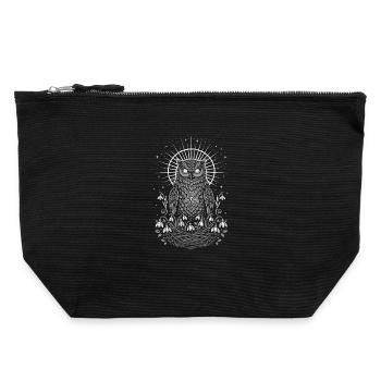 Hibou Imbolc avec Trisquelette et Perce-neige - Pochette zippée en toile 22 x 23 cm - noir - Devant