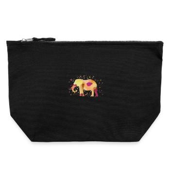 Elephant - Canvas Zip Pouch 22 x 23 cm - black - Front