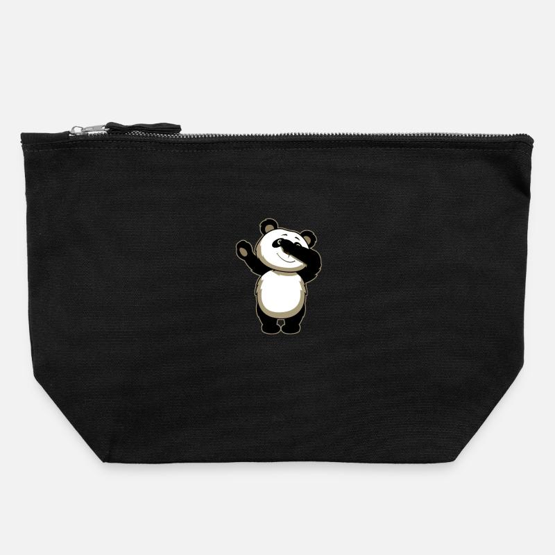 Panda Dab Funny - Canvas Zip Pouch 22 x 23 cm - black