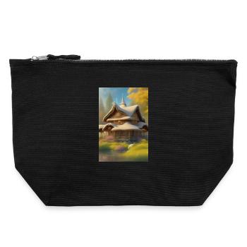 Charming Lakefront Cabin - Canvas Zip Pouch 22 x 23 cm - black - Front