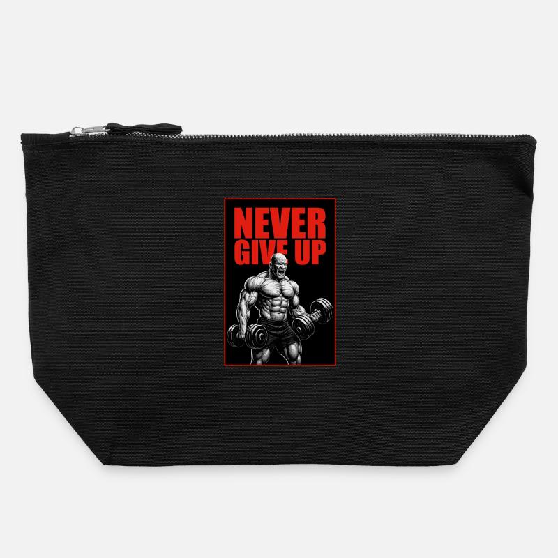 Never_Give_Up - Canvas Zip Pouch 22 x 23 cm - black