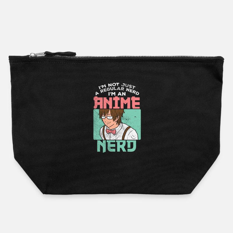 Anime Nerd Not Regular Nerd Funny Quote Graphic - Canvas Reißverschluss-Täschchen (22 x 23 cm) - Schwarz