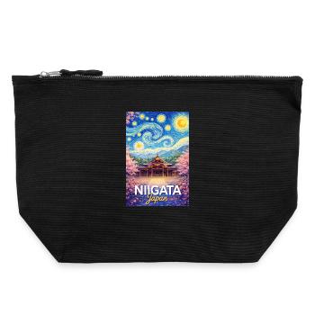 Niigata, Japon - Pochette zippée en toile 22 x 23 cm - noir - Devant