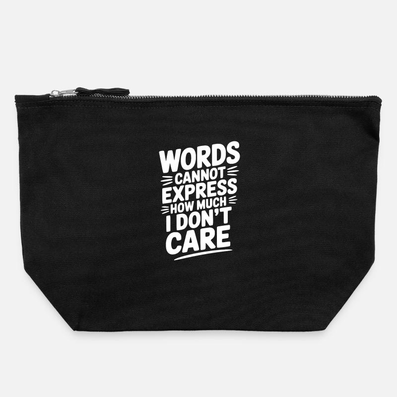 Words Cannot Express How Much I Don't Care - Canvas Zip Pouch 22 x 23 cm - black