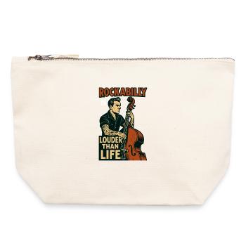 Rockabilly Kontrabass: 50s Musiker & Tattoo Art - Canvas Reißverschluss-Täschchen (22 x 23 cm) - Naturweiß - Vorne