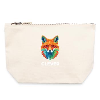 Clever Geometric Fox Colorful Pop Art - Canvas Reißverschluss-Täschchen (22 x 23 cm) - Naturweiß - Vorne