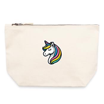 Licorne Bande Dessinée Dormir - Pochette zippée en toile 22 x 23 cm - blanc naturel - Devant