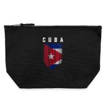 Cuban flag, Cuban pride - Canvas Zip Pouch 22 x 23 cm - black - Front