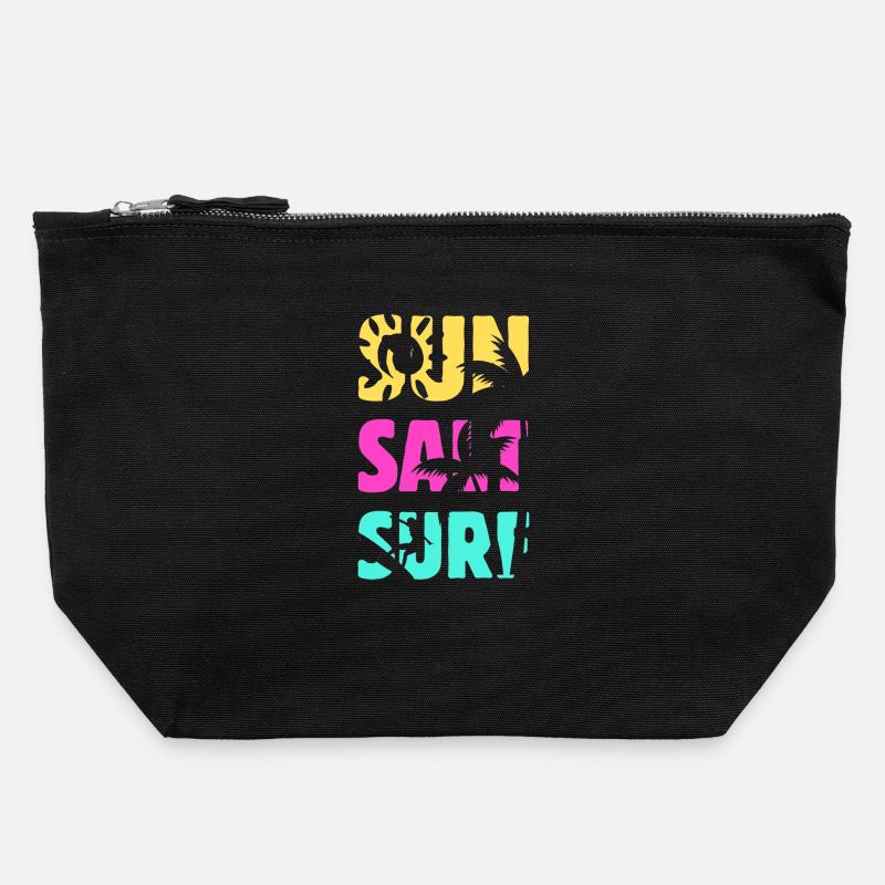Sun Salt Surf Summer - Canvas Zip Pouch 22 x 23 cm - black