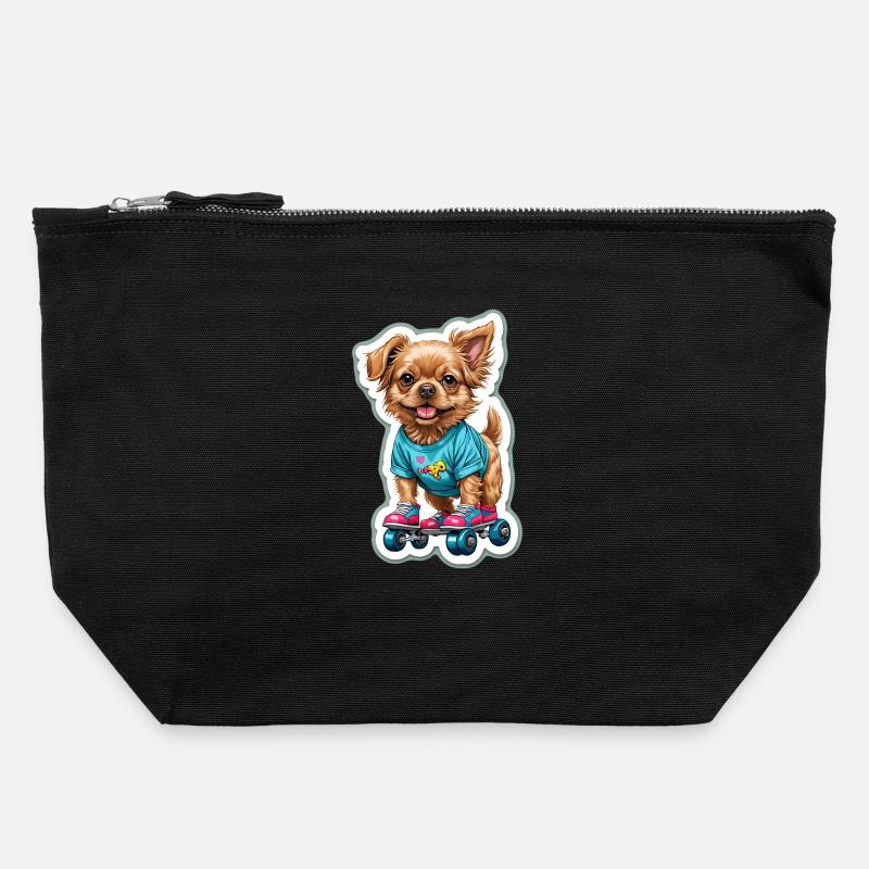 Doggy on roller skates - Canvas Zip Pouch 22 x 23 cm - black