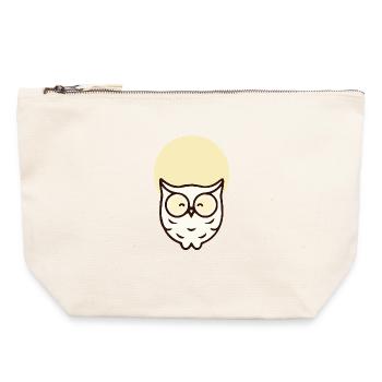 Hibou minimaliste – Simple et élégant - Pochette zippée en toile 22 x 23 cm - blanc naturel - Devant