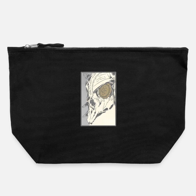 Steampunk skull with clockwork eye - Canvas Zip Pouch 22 x 23 cm - black