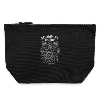 Steampunk Motor Heart - Canvas Zip Pouch 22 x 23 cm - black - Front