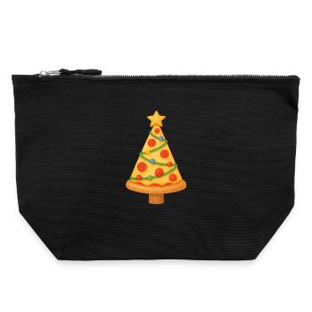Pizza-Tannenbaum - Canvas Reißverschluss-Täschchen (22 x 23 cm) - Schwarz - Vorne