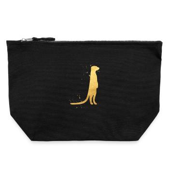 Goldene Erdmännchen Silhouette - Canvas Reißverschluss-Täschchen (22 x 23 cm) - Schwarz - Vorne