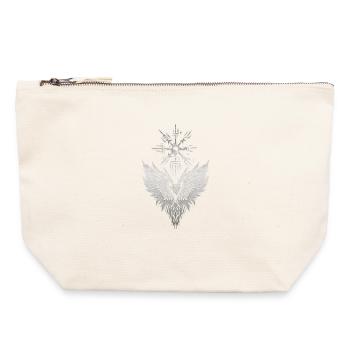 Rabe Odin Vegvisir Valknut - Canvas Reißverschluss-Täschchen (22 x 23 cm) - Naturweiß - Vorne