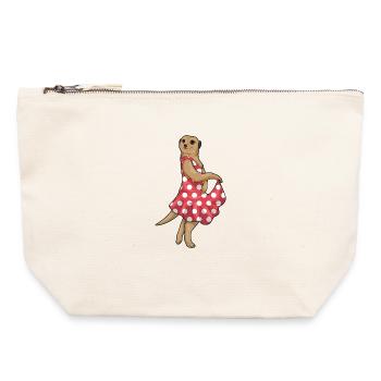 Erdmännchen Polka Dots Kleid - Canvas Reißverschluss-Täschchen (22 x 23 cm) - Naturweiß - Vorne