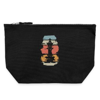 retro Schach König Spiel vintage Illustration icon - Canvas Reißverschluss-Täschchen (22 x 23 cm) - Schwarz - Vorne