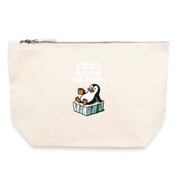 Chill Before The Thrill Penguin Fun Winter Vibes - Pochette zippée en toile 22 x 23 cm - blanc naturel - Devant