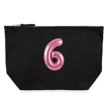 6. Geburtstag Shirt, Pinker Ballon Helium - Canvas Reißverschluss-Täschchen (22 x 23 cm) - Schwarz - Vorne