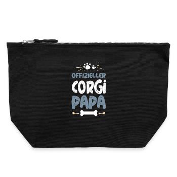 Offizieller Corgi Papa T-Shirt - Canvas Reißverschluss-Täschchen (22 x 23 cm) - Schwarz - Vorne