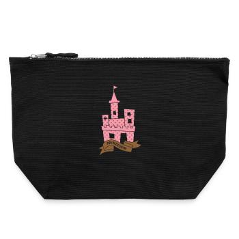 Burg Prinzessin Märchen Mädchen Schloss Punkte Dot - Canvas Reißverschluss-Täschchen (22 x 23 cm) - Schwarz - Vorne