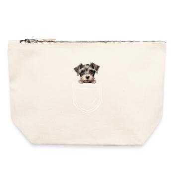 Hund Zwergschnauzer - Canvas Reißverschluss-Täschchen (22 x 23 cm) - Naturweiß - Vorne