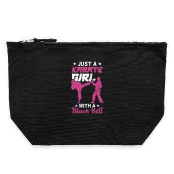Karate girl with black belt - Canvas Zip Pouch 22 x 23 cm - black - Front