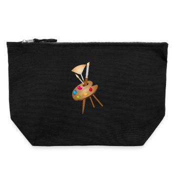Artist palette with bright colors and brushes - Canvas Zip Pouch 22 x 23 cm - black - Front