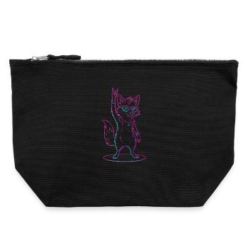 Rocking Fox With Sunglasses Cool - Canvas Zip Pouch 22 x 23 cm - black - Front
