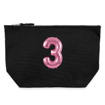 3. Geburtstag Shirt, Pinker Ballon Helium - Canvas Reißverschluss-Täschchen (22 x 23 cm) - Schwarz - Vorne
